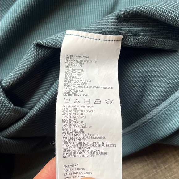 Prana Athletic Tank Top with Shelf Bra Racerback Dusty Teal L - Picture 4 of 6